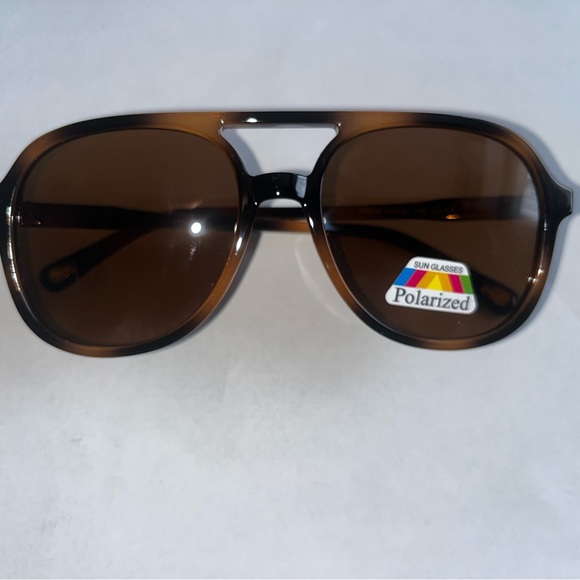 Woman’s/Mens Retro Havana Square Aviator Polarized Bridged Tortoise Sunglasses - Picture 12 of 14